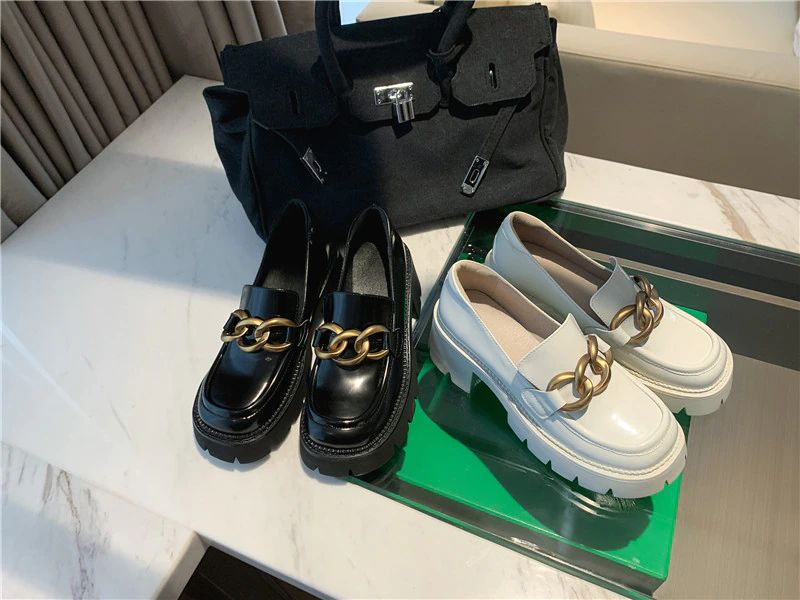Fernanda Vrouwen Ronde Neus Platform Oxford Schoenen - Wit