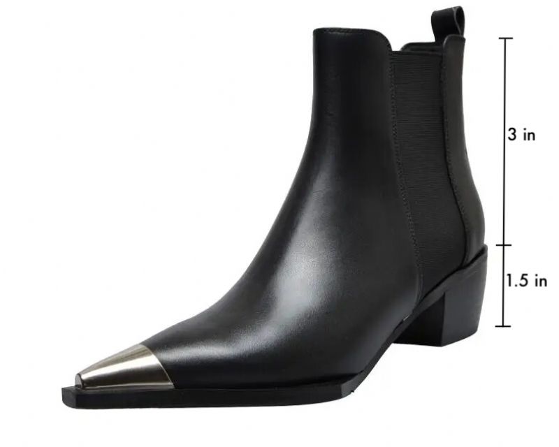 Ferrez Dames Metal Pointed Toe Ankle Boots - Zwart Zonder bont