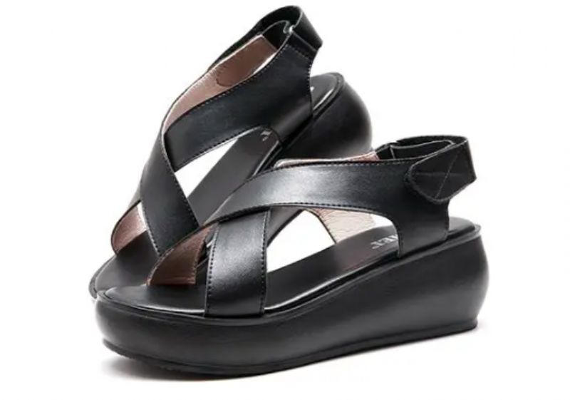 Finita Dames Wedges Sandaal - Zwart
