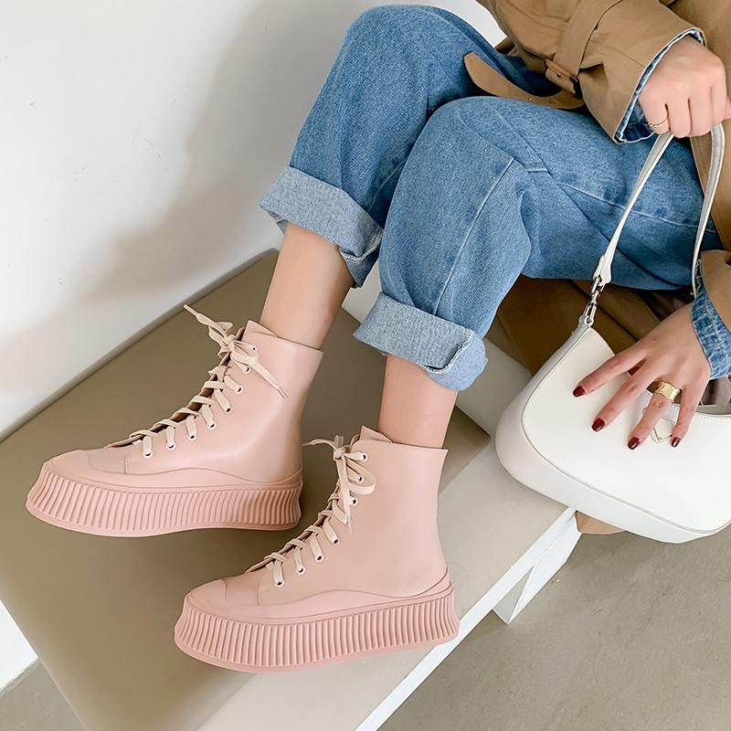 Fiola Dames Sport Platform Enkel Zwarte Laarzen - Zwart