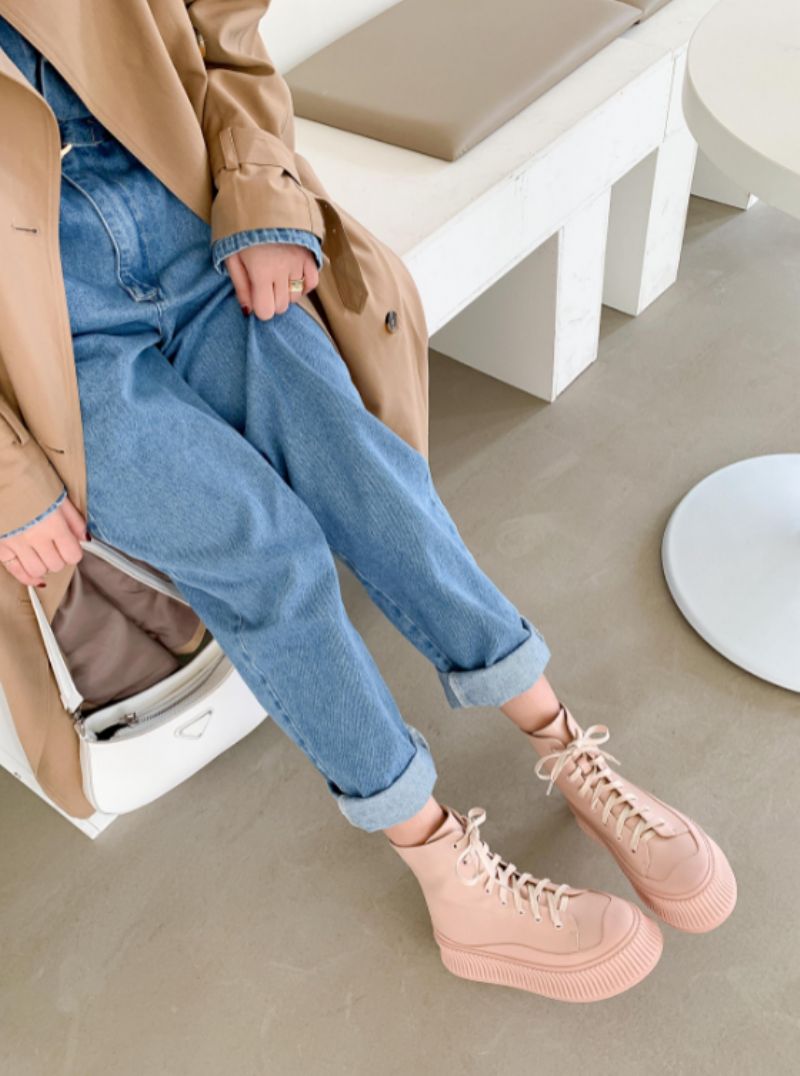 Fiola Dames Sport Platform Enkel Zwarte Laarzen - Zwart