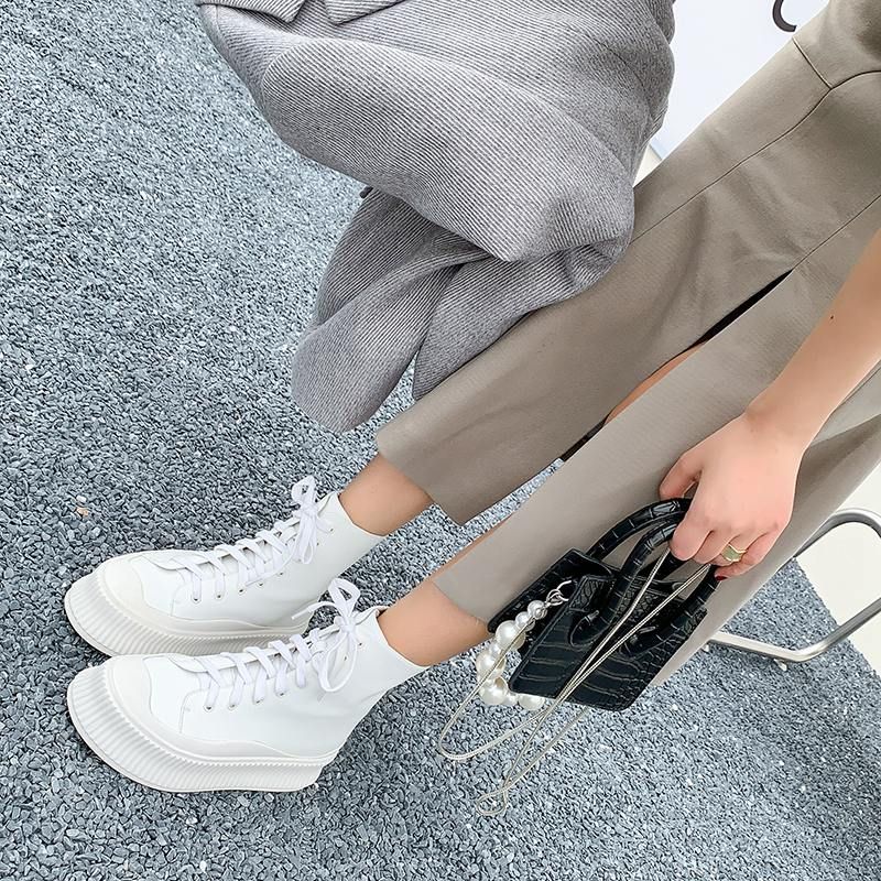 Fiola Dames Sport Platform Enkel Zwarte Laarzen - Zwart