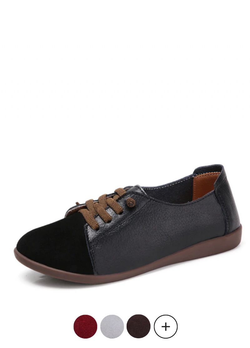 Fiore Dames Echte Leren Loafers Zwarte Schoenen