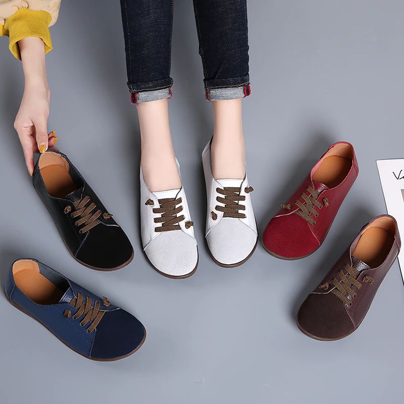Fiore Dames Echte Leren Loafers Zwarte Schoenen - Zwart