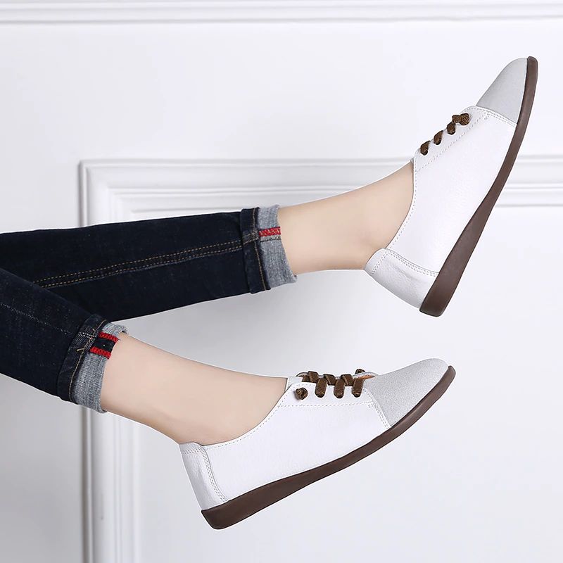 Fiore Dames Echte Leren Loafers Zwarte Schoenen - Zwart