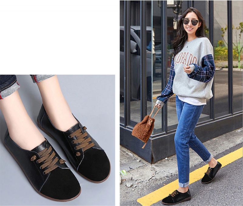Fiore Dames Echte Leren Loafers Zwarte Schoenen - Zwart