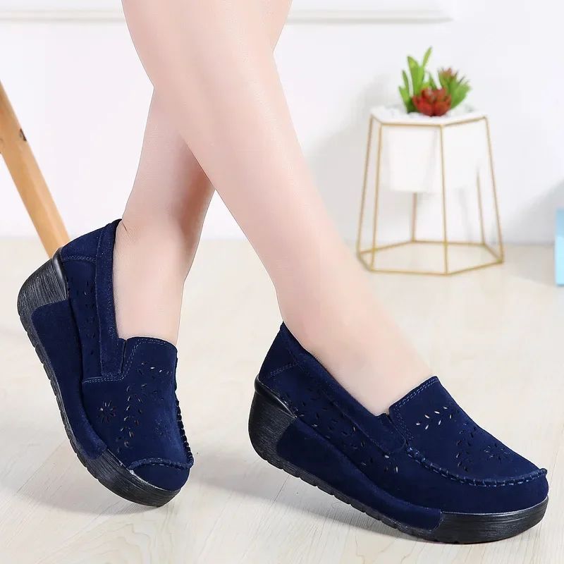 Flor Dames Zachte Platform Schoenen - Blauw Gat