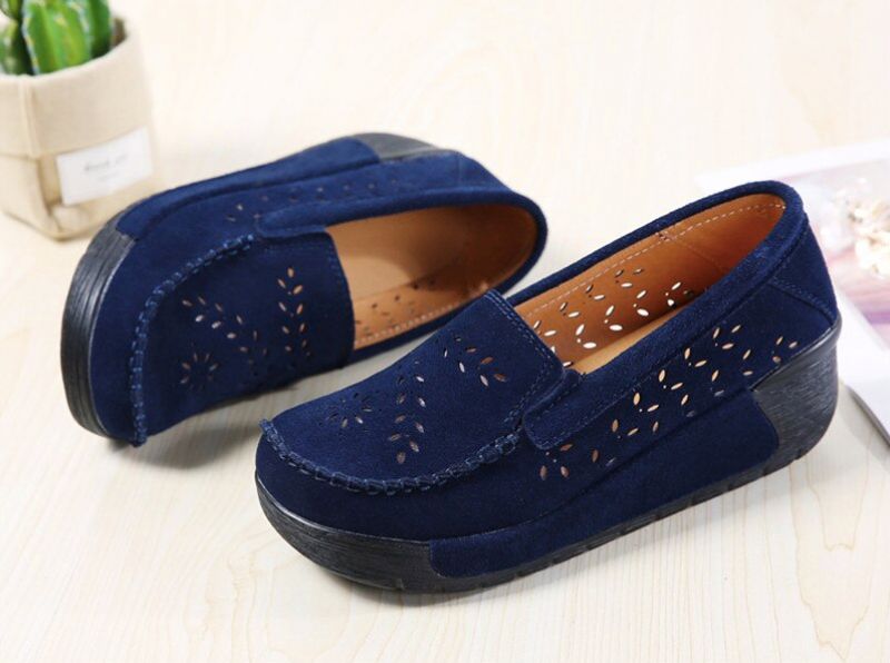 Flor Dames Zachte Platform Schoenen - Blauw Gat
