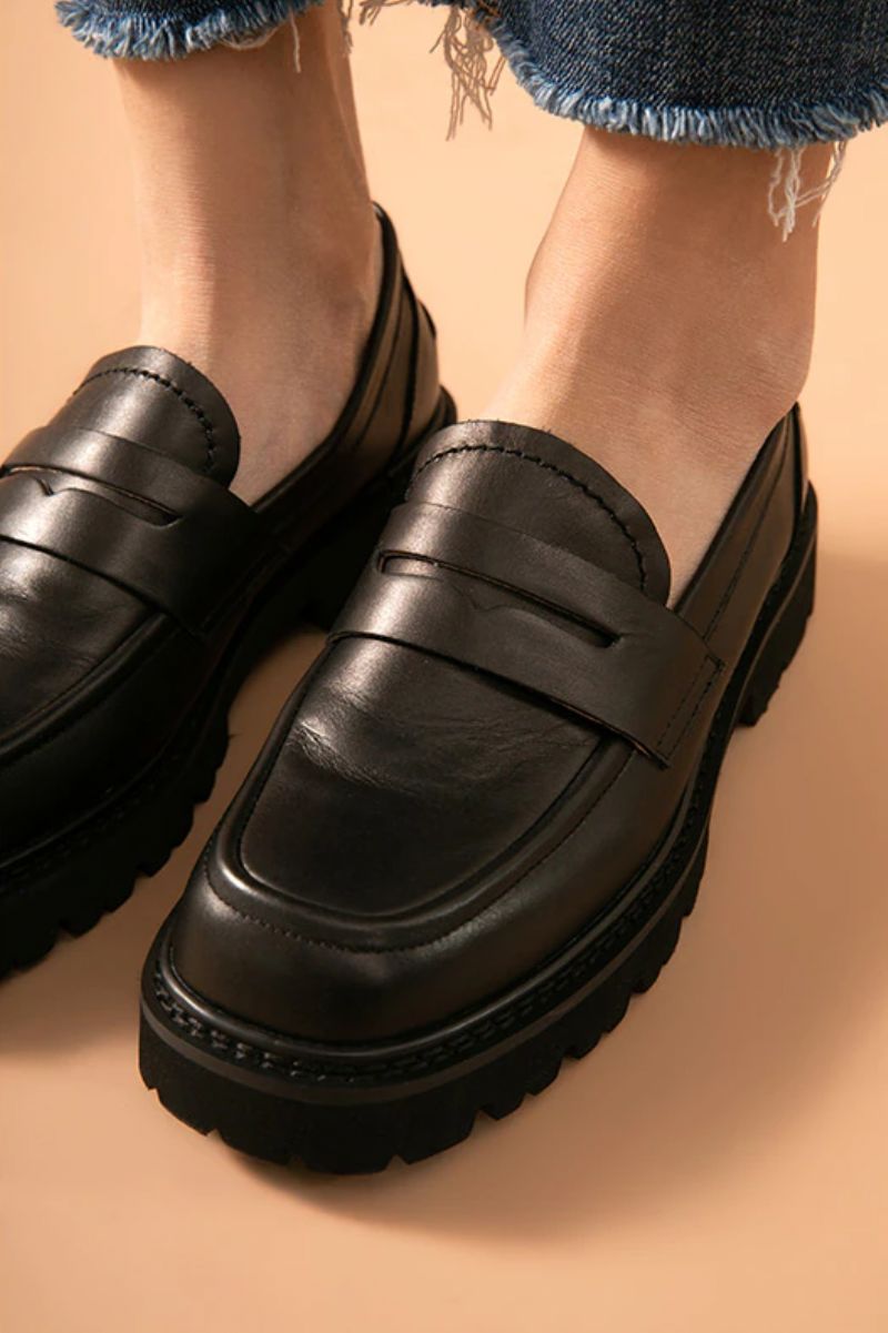 Fonsi Dames Platform Loafer - Zwart