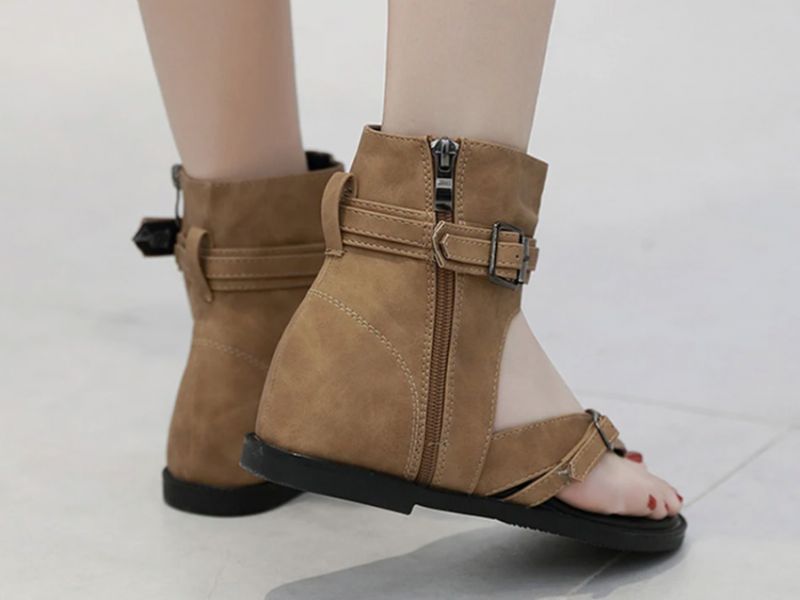 Francys Dames Zijrits Platte Sandalen - Bruin