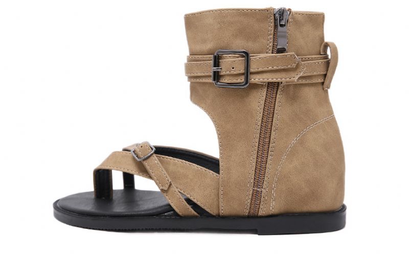 Francys Dames Zijrits Platte Sandalen - Bruin