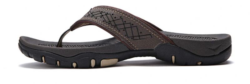 Frank Heren Zomer Leren Slipper - Koffie