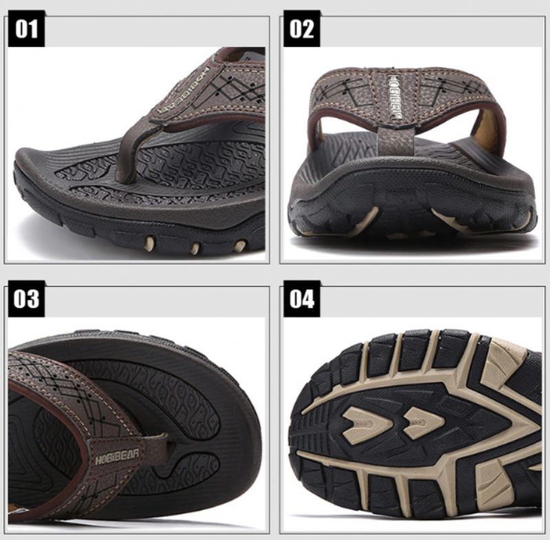 Frank Heren Zomer Leren Slipper - Koffie