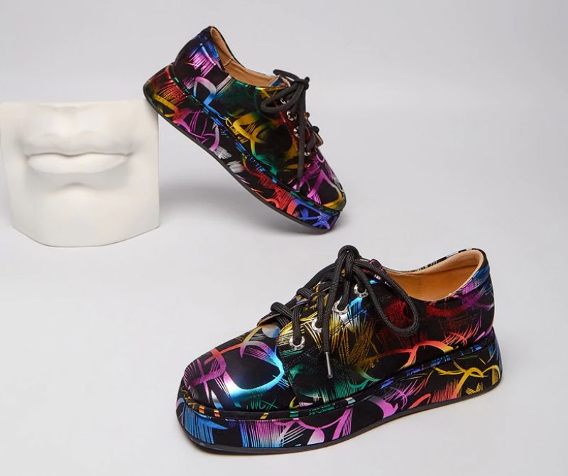 Fritz Dames Ronde Neus Platform Schoenen - Zwart
