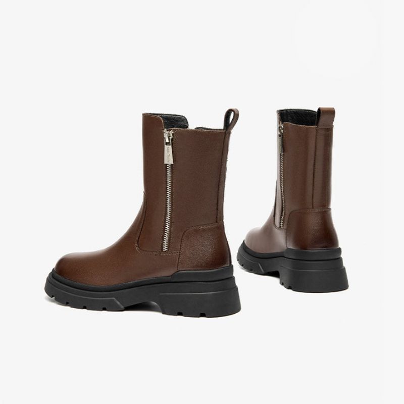Galena Dames Platform Leather Boots - Bruin