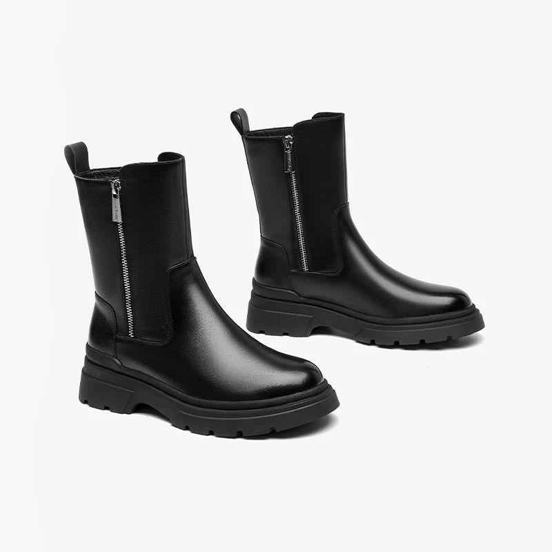 Galena Dames Platform Leather Boots - Bruin