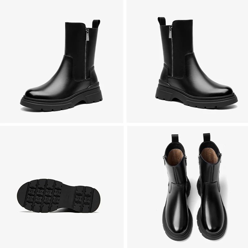 Galena Dames Platform Leather Boots - Bruin