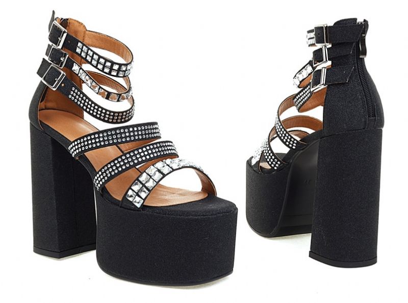 Galena Dames Platform Sandaal - Zwart