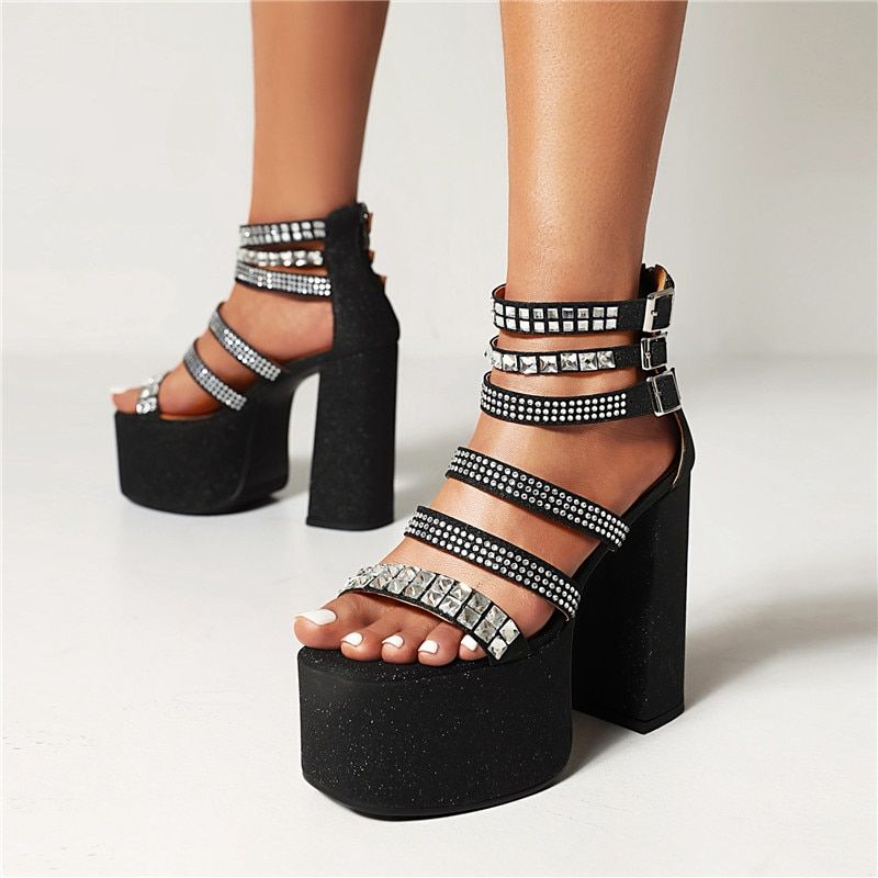 Galena Dames Platform Sandaal - Zwart
