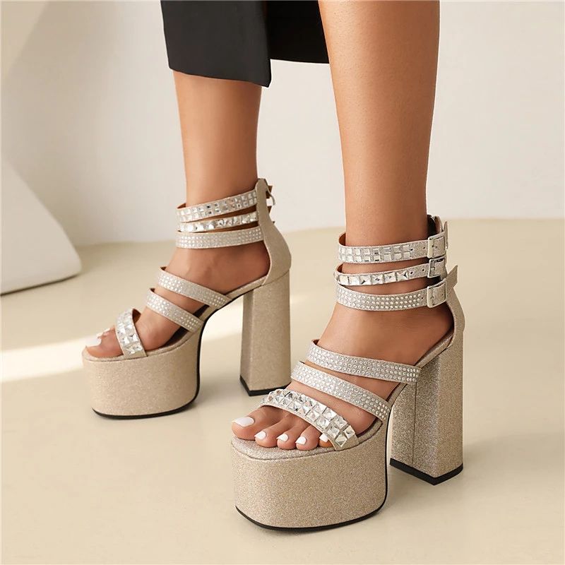 Galena Dames Platform Sandaal - Zwart