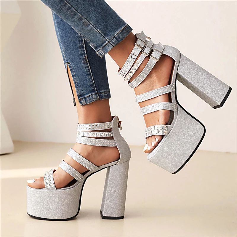 Galena Dames Platform Sandaal - Zwart