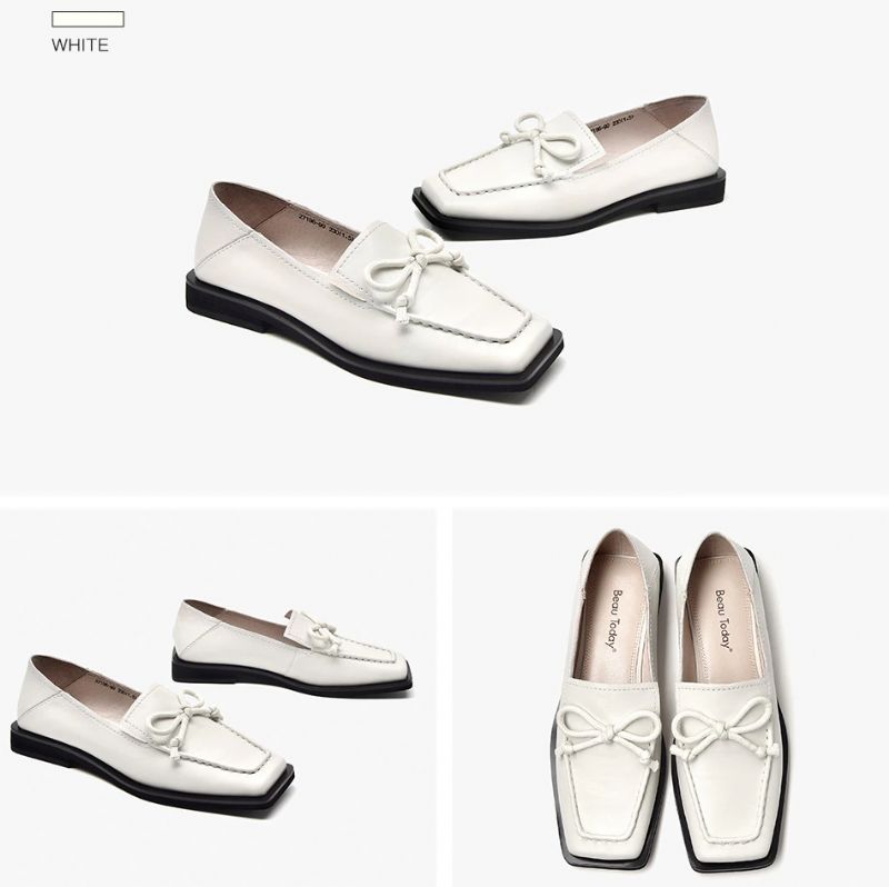 Galina Damesschoenen Met Platte Leren Loafers - Zwart
