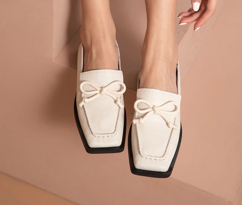 Galina Damesschoenen Met Platte Leren Loafers - Zwart