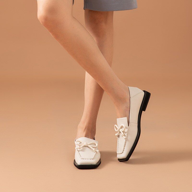Galina Damesschoenen Met Platte Leren Loafers - Zwart