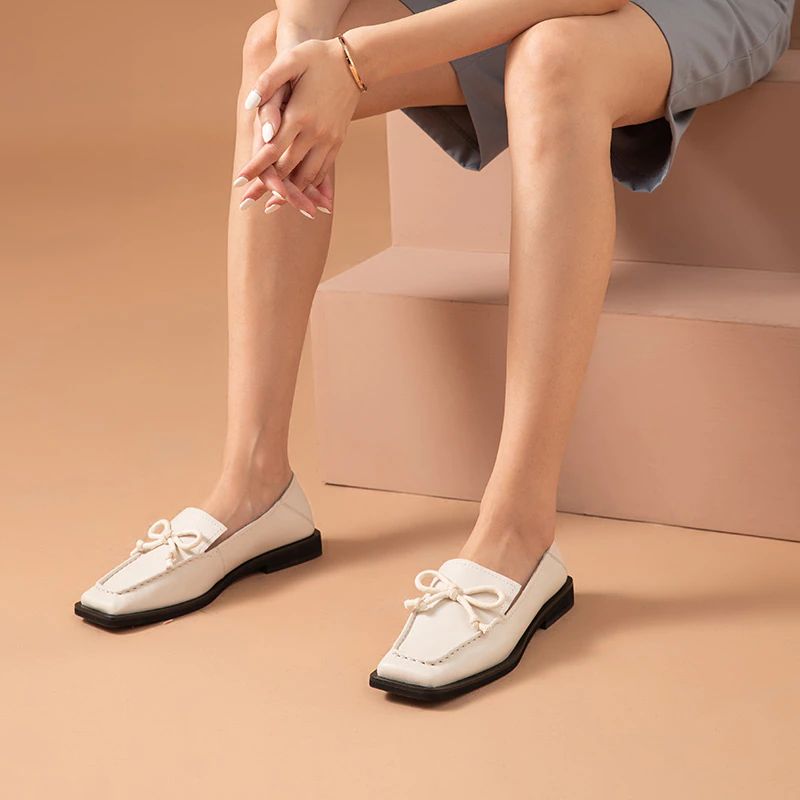 Galina Damesschoenen Met Platte Leren Loafers - Zwart