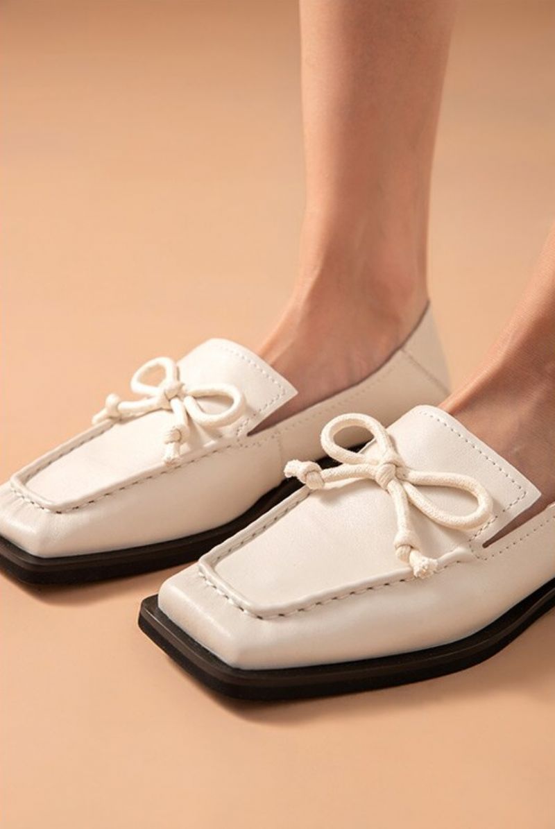 Galina Damesschoenen Met Platte Leren Loafers - Zwart