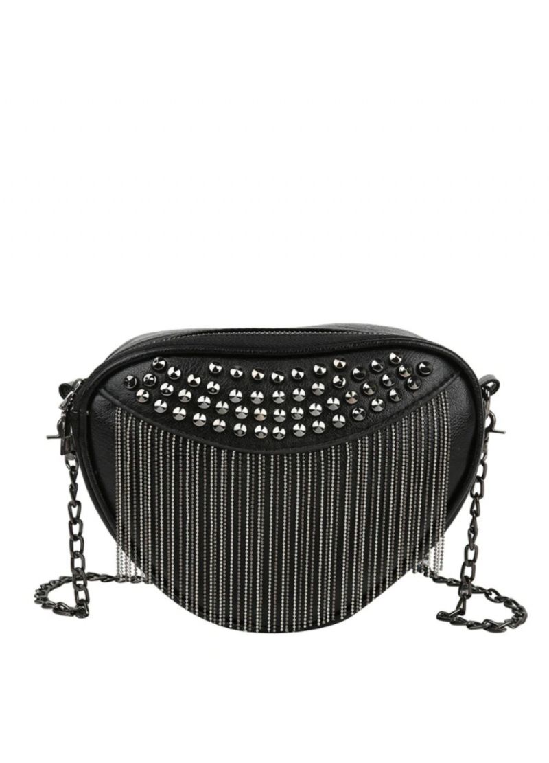 Gata Dames Zwarte Punk Stijl Schoudertas