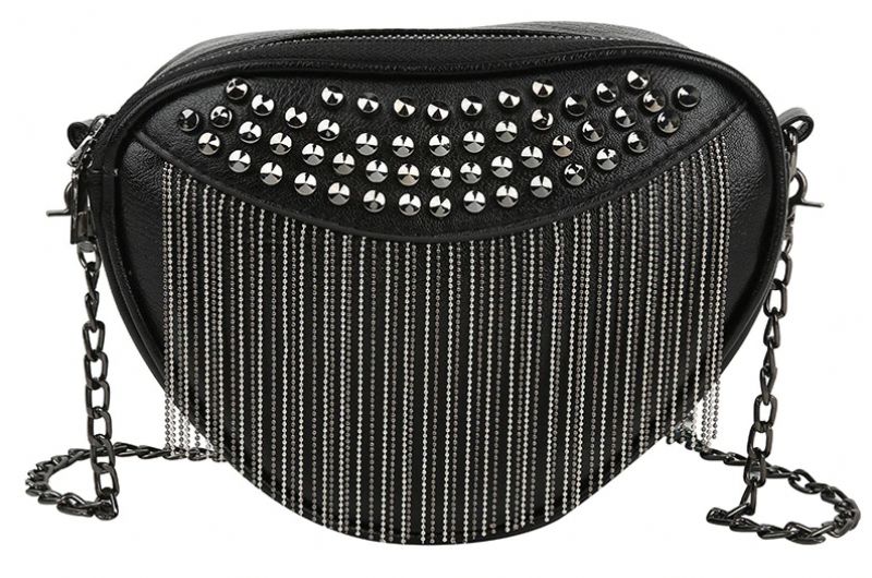 Gata Dames Zwarte Punk Stijl Schoudertas - Zwart