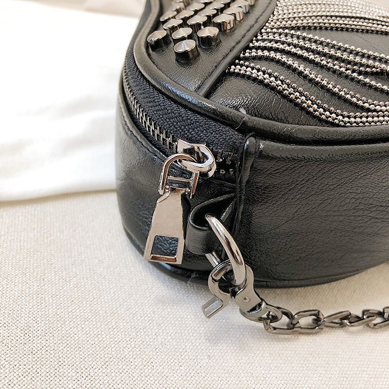 Gata Dames Zwarte Punk Stijl Schoudertas - Zwart