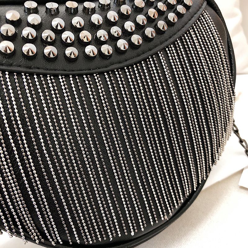 Gata Dames Zwarte Punk Stijl Schoudertas - Zwart