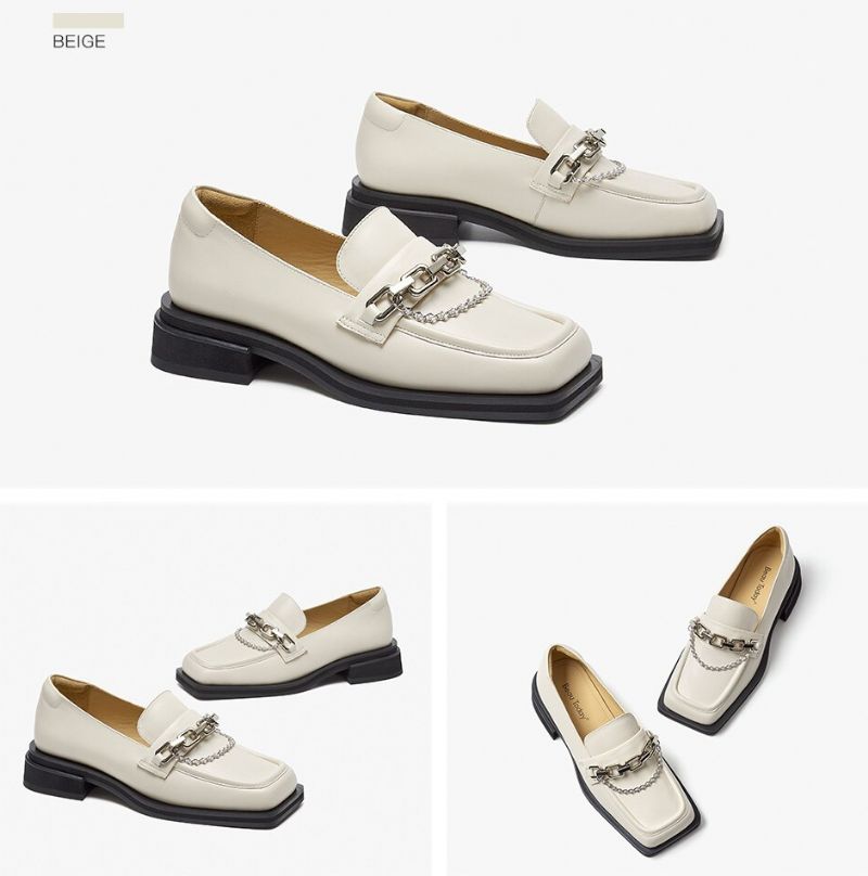 Gina Dames Hoge Kwaliteit Vierkante Neus Loafer Schoenen - Zwart