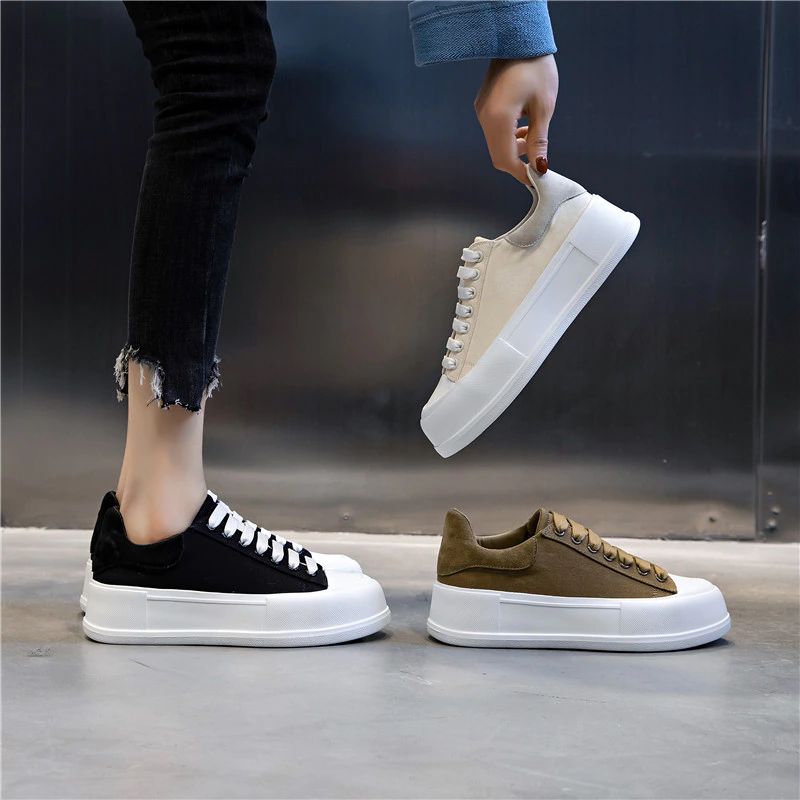 Giordano Dames Veter Platform Sneaker - Kaki