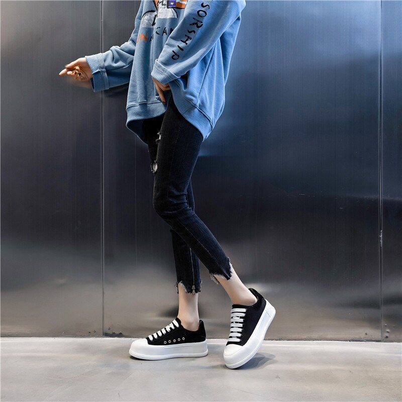 Giordano Dames Veter Platform Sneaker - Kaki