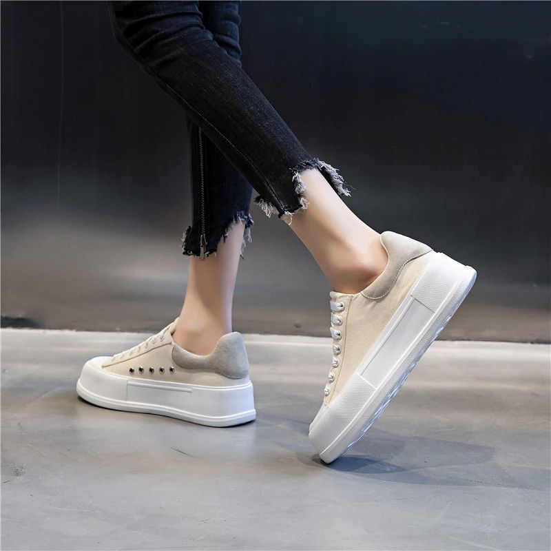 Giordano Dames Veter Platform Sneaker - Kaki