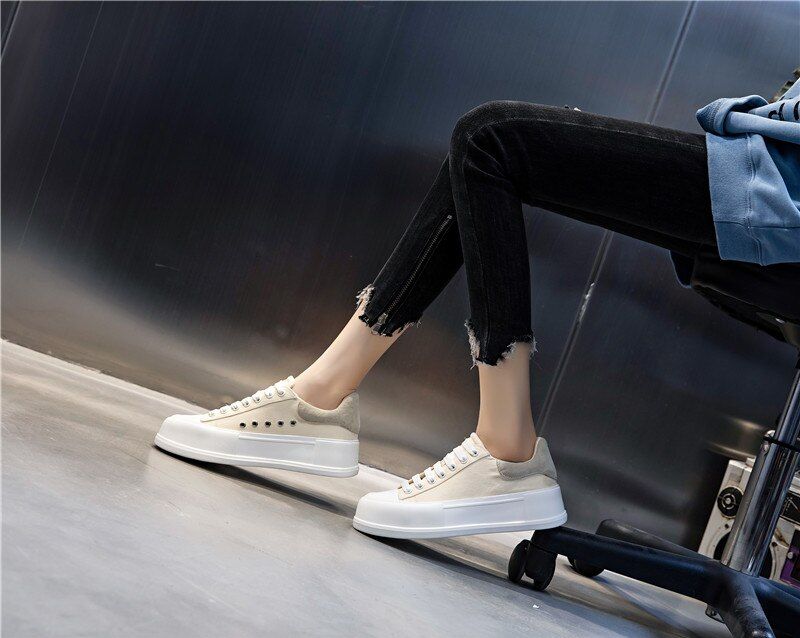 Giordano Dames Veter Platform Sneaker - Kaki