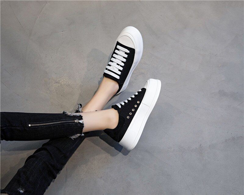 Giordano Dames Veter Platform Sneaker - Kaki