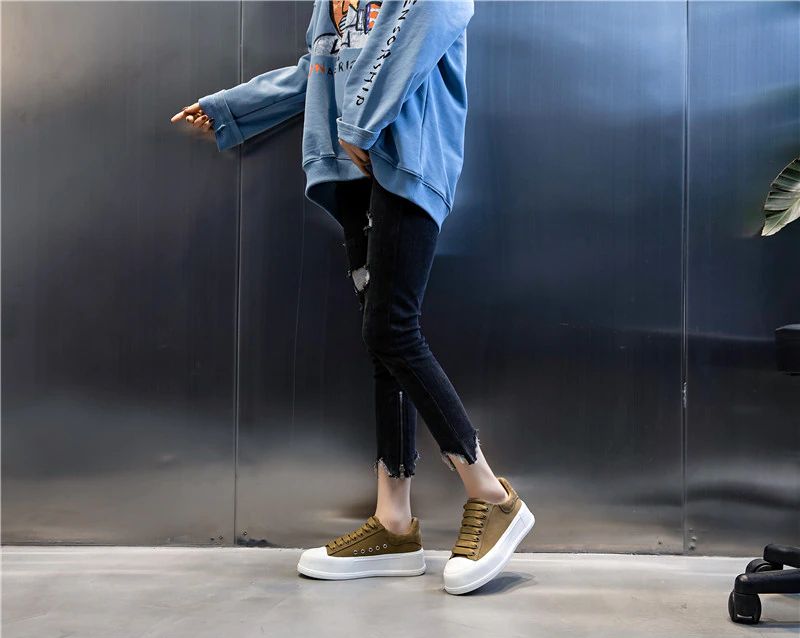 Giordano Dames Veter Platform Sneaker - Kaki