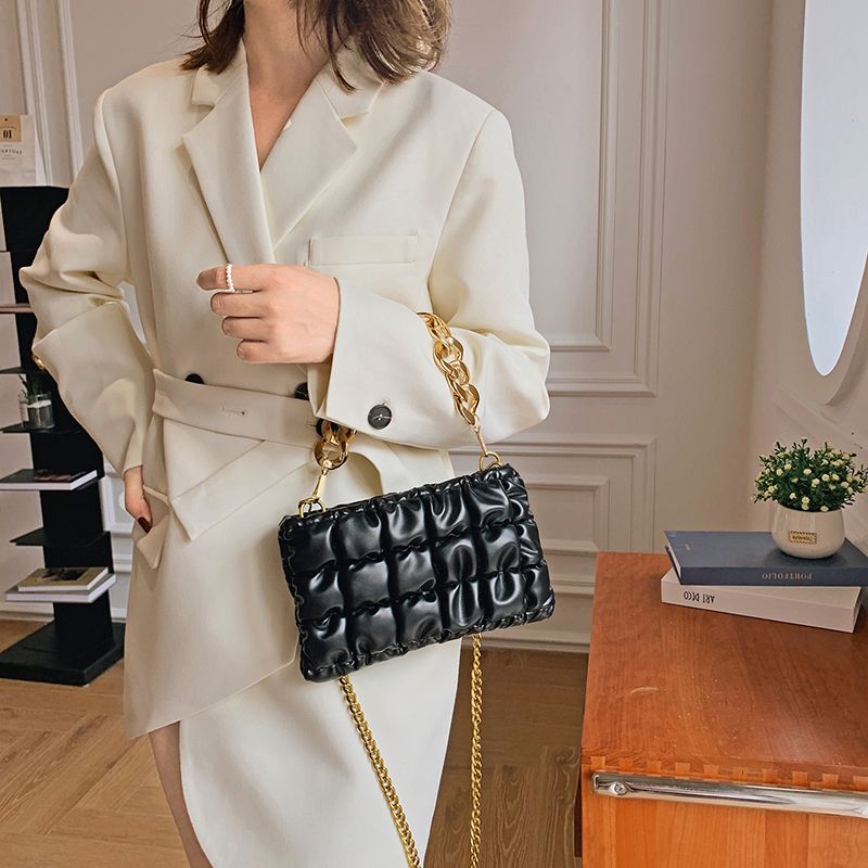 Glamor Kleine Leren Crossbody-handtas Voor Dames - Zwart