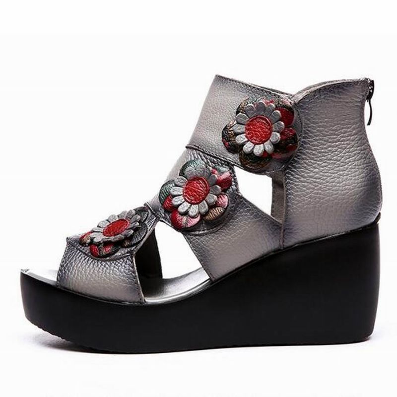 Glaudia Dames Wedges Sandaal - Grijs