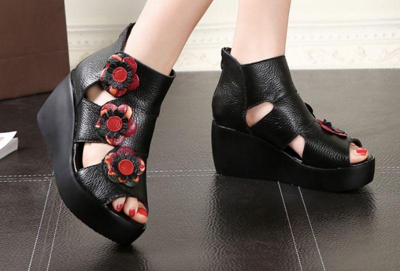 Glaudia Dames Wedges Sandaal - Grijs