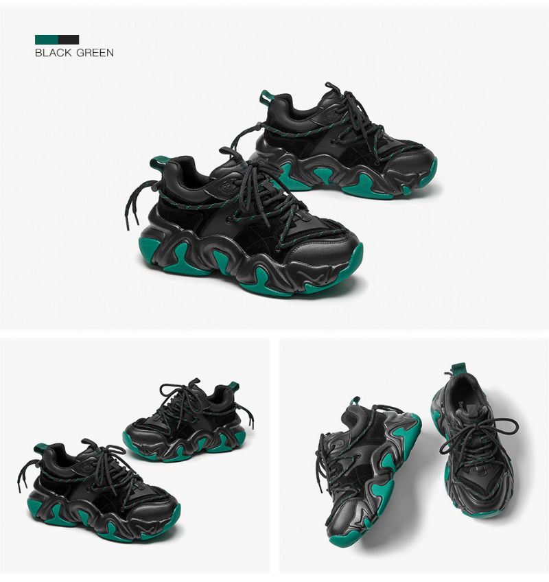 Godoy Dames Synthetische Leren Platform Sneaker - Groen