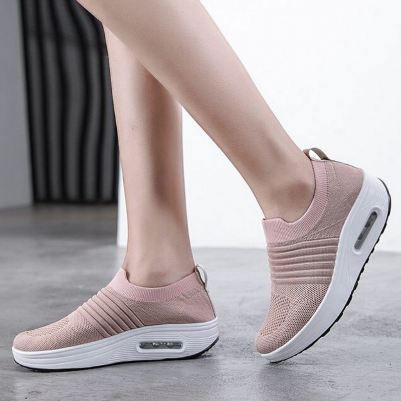 Gofit Dames Flat Met Platform Mesh Wandelschoenen - Roze