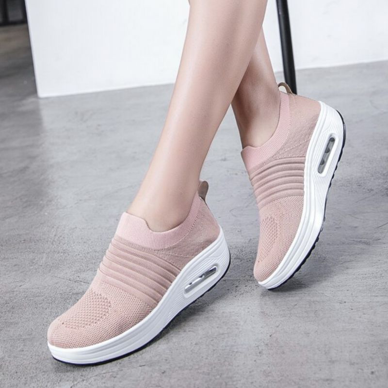 Gofit Dames Flat Met Platform Mesh Wandelschoenen - Roze