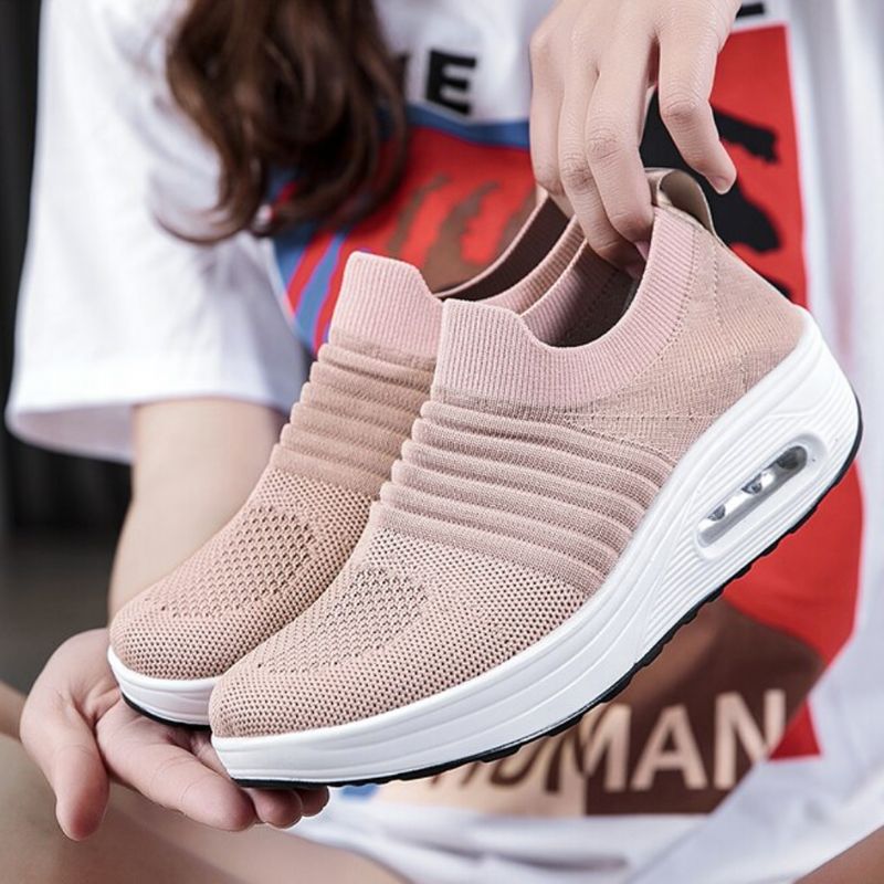 Gofit Dames Flat Met Platform Mesh Wandelschoenen - Roze