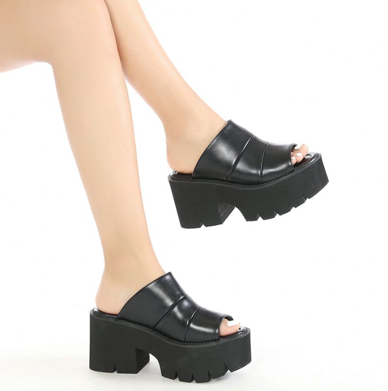 Golda Dames Platform Sandaal - Zwart