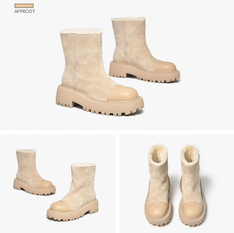 Gracia Dames Suède Platform Snowboots - Abrikoos